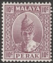 Malaya Perak 1938 KGVI Sultan Iskandar 10c Dull Purple Mint SG112