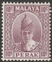 Click for more photos and details Malaya Perak 1938 KGVI Sultan Iskandar 10c Dull Purple Mint SG112