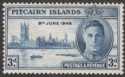 Click for more photos and details Pitcairn Islands 1946 KGVI Victory 3d Blue with Flagstaff Flaw Mint SG10a