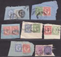 Click for more photos and details Queensland QV Selection of Combination Pieces Used + Victoria 2d + 2sh Piece