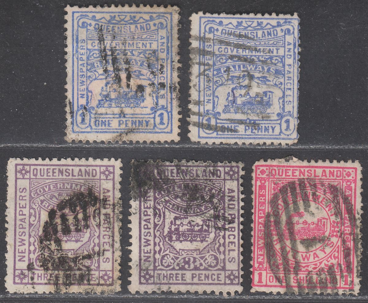 Queensland Railways Newspapers and Parcels Stamp Label Selection to 1sh Used