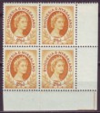 Rhodesia & Nyasaland 1956 2½d Ochre Corner Block of 4 Mint SG3a