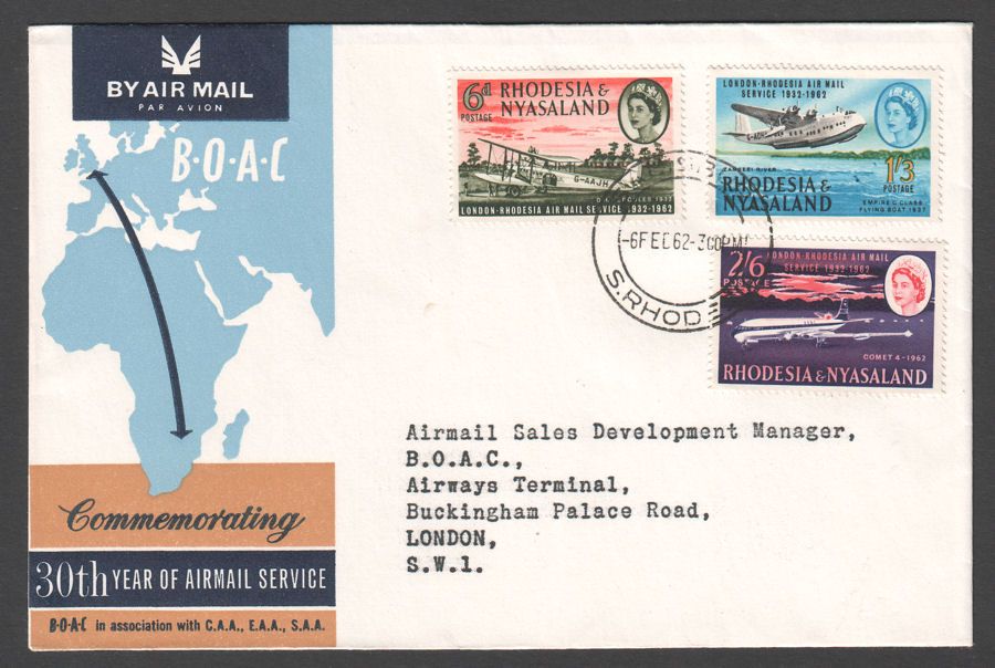 Rhodesia & Nyasaland 1962 BOAC Airmail First Day Cover