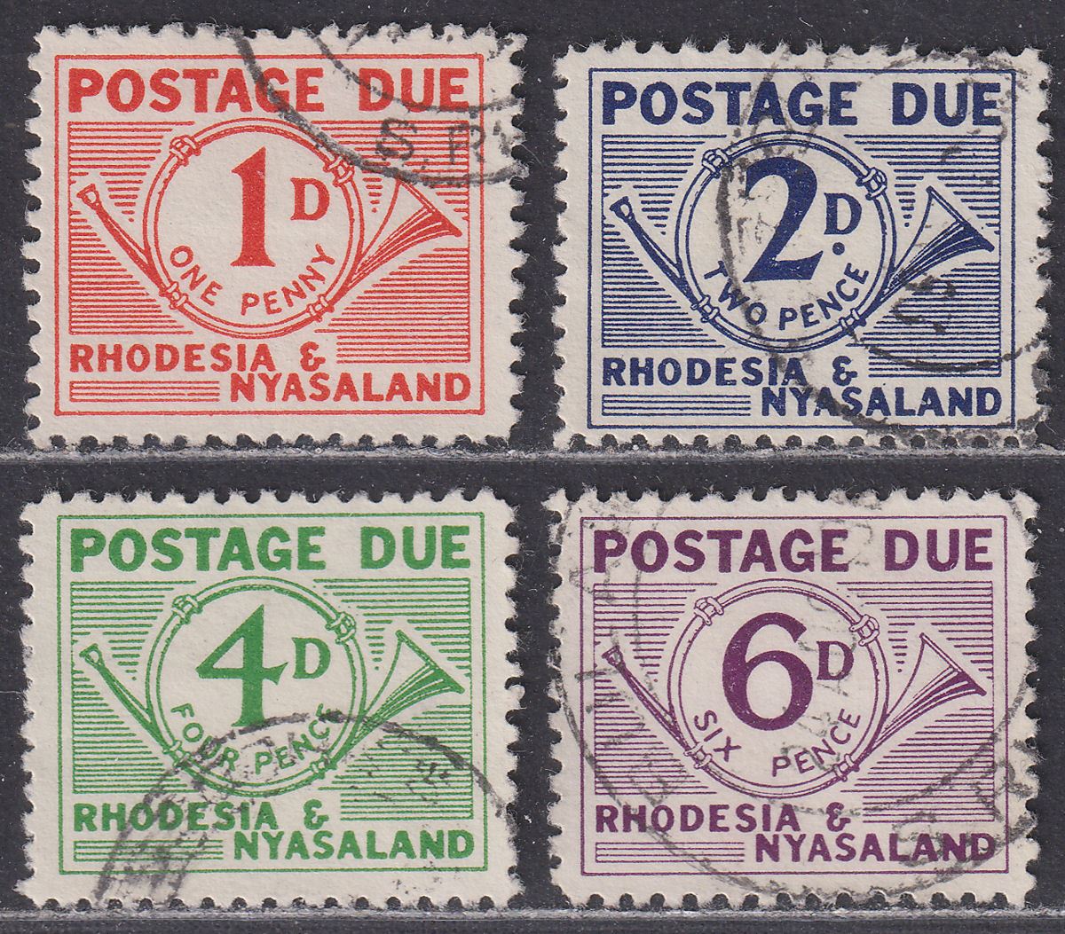 Rhodesia & Nyasaland 1961 QEII Postage Due Set Used SG D1-D4 cat £38