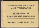 Click for more photos and details Rhodesia & Nyasaland 1955 QEII 5sh Stamp Booklet Complete Mint SB1 cat £50