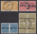 Click for more photos and details Rhodesia 1898-1909 Mono Arms 1sh Pair / Overprints to 4d Pairs/Block Mostly Used