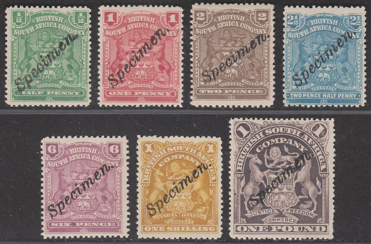 Rhodesia 1898 QV BSAC Mono Arms SPECIMEN Overprint Part Set to £1 Mint