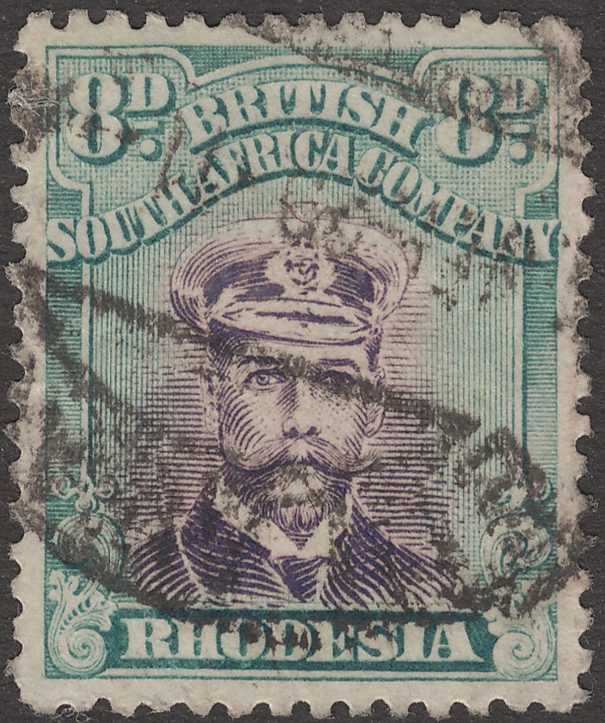 Rhodesia 1919 KGV Admiral 8d Mauve and Dull Blue-Green? Used SG267 cat £70