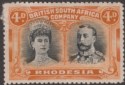 Click for more photos and details Rhodesia 1910 KGV Double Head 4d Black and Orange Mint SG140 cat £50
