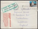 Click for more photos and details Rhodesia 1970 2½c Used on Cover SHABANI to UK Invalid Stamp Label +8d PD Cachet