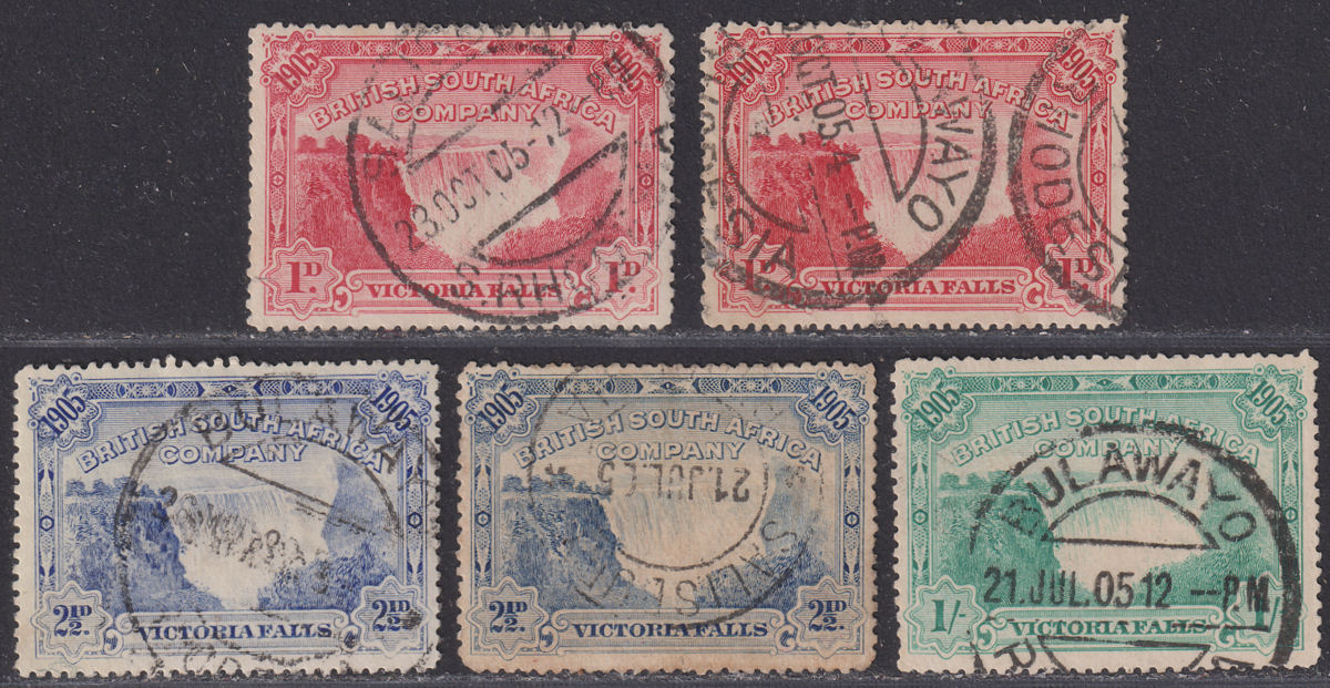 Rhodesia 1905 KEVII BSAC Victoria Falls Part Set to 1sh Used