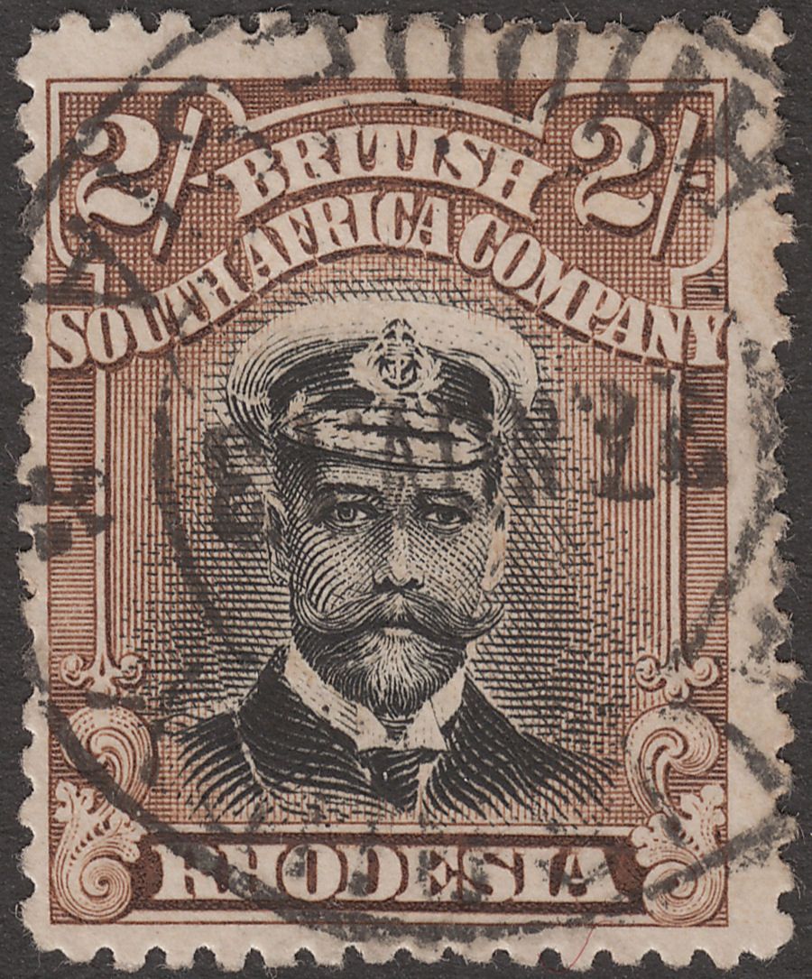 Rhodesia 1913 KGV Admiral 2sh Black and Brown Die I p15 Used SG218