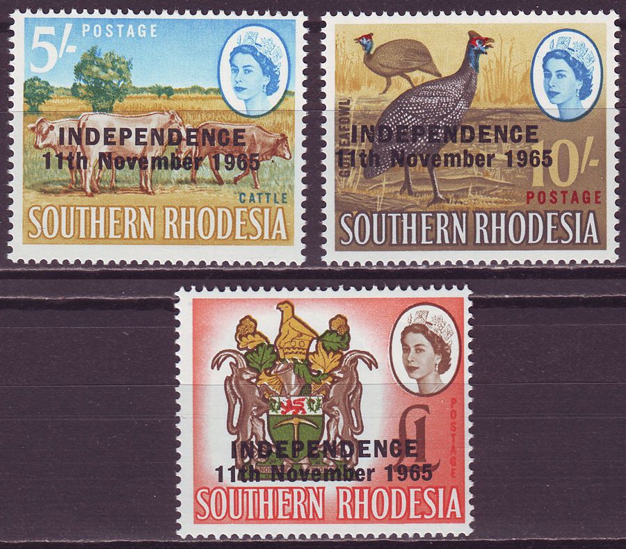 Rhodesia 1966 QEII Independence Overprint Set Mint SG359-373
