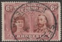 Rhodesia 1910 KGV Double Head 6d Brown and Mauve p15 Used SG176