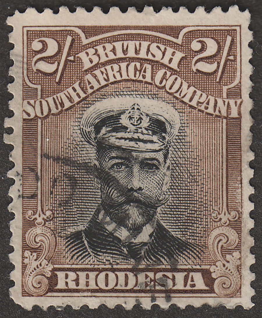 Rhodesia 1913 KGV Admiral 2sh Black and Brown Die I p14 Used SG214