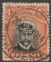 Rhodesia 1913 KGV Admiral 4d Black and Orange-Red Die I p15 Used SG216