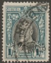 Southern Rhodesia 1937 KGV Field Marshal 1sh Black + Green Blue p14 Used SG23b