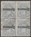 Click for more photos and details Rhodesia 1909 KEVII Mono Arms 2sh6d Overprint Inverted Block Used SG108b cat £96