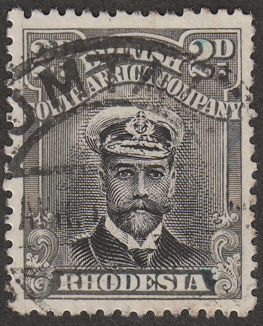 Rhodesia 1913 KGV Admiral 2d Black and Grey Die I p14 Used SG209