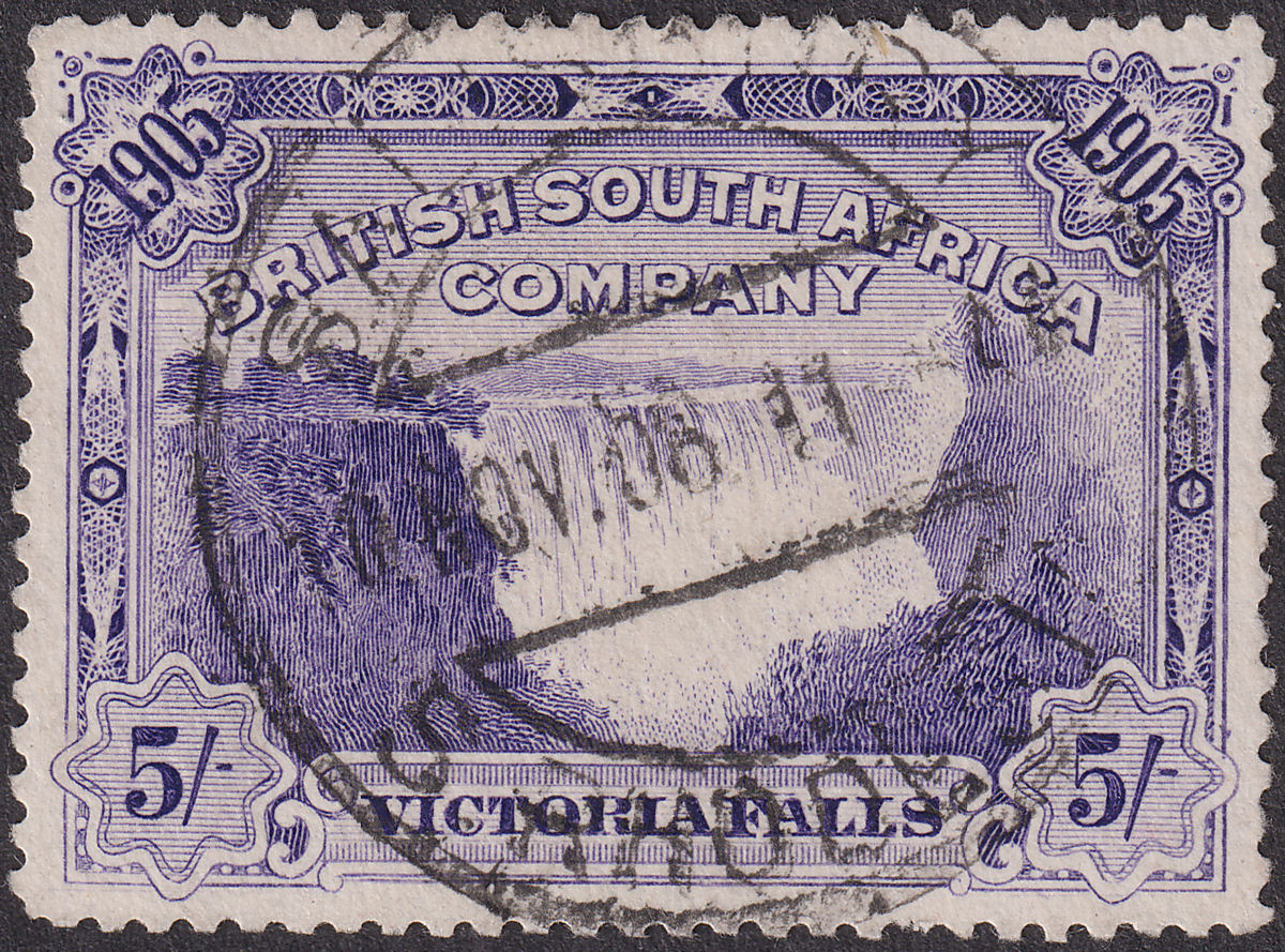 Rhodesia 1905 KEVII BSAC Victoria Falls 5sh Violet Used SG99 cat £50