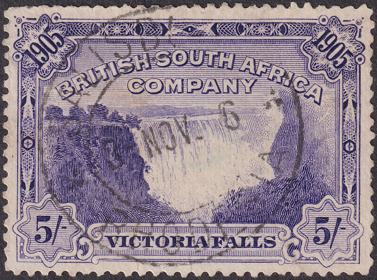 Rhodesia 1905 KEVII BSAC Victoria Falls 5sh Violet Used SG99 cat £50