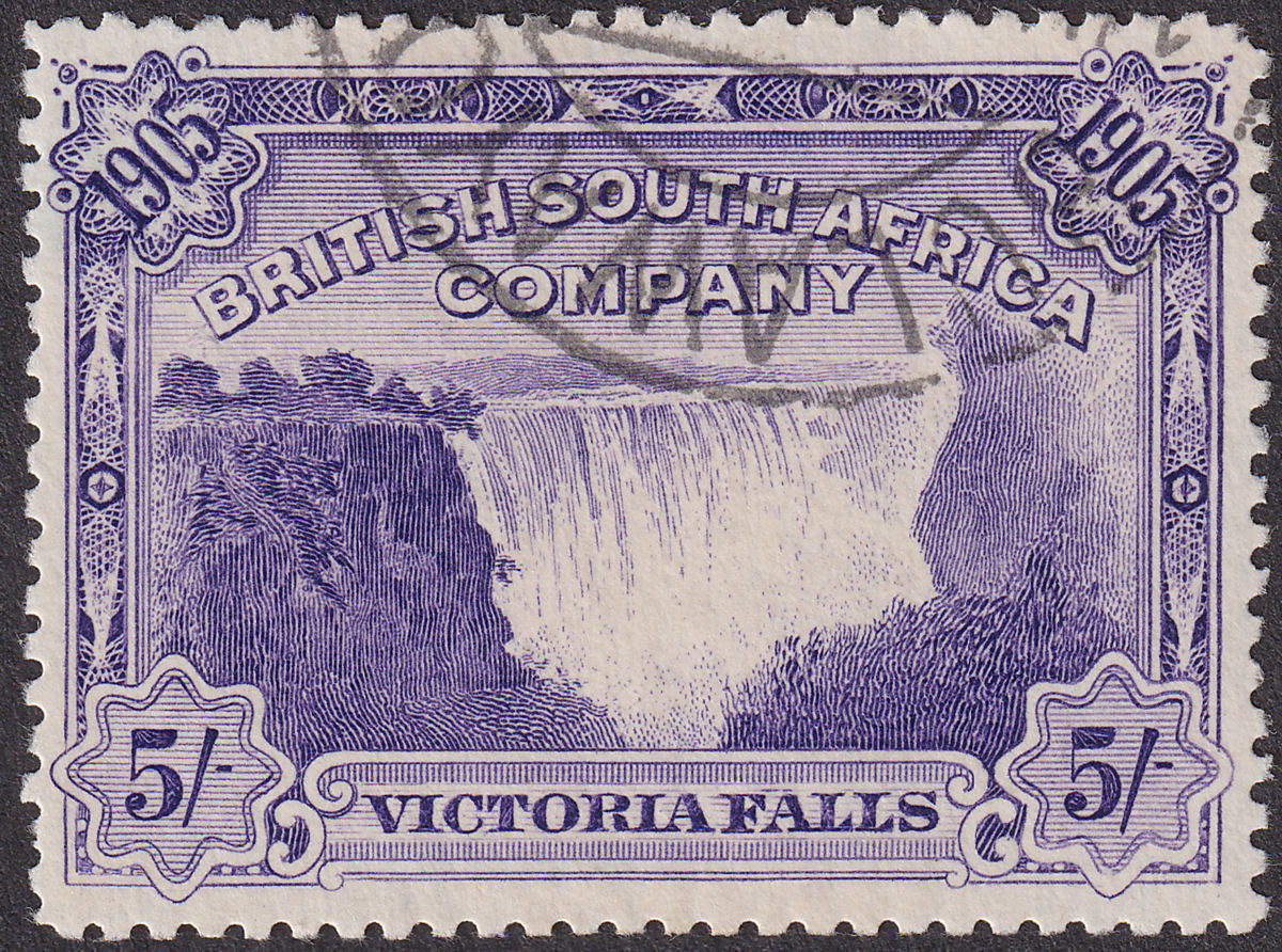 Rhodesia 1905 KEVII BSAC Victoria Falls 5sh Violet Used SG99 cat £50
