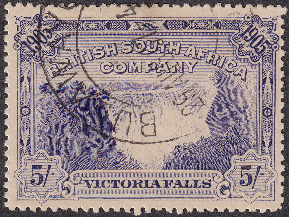Rhodesia 1905 KEVII BSAC Victoria Falls 5sh Violet Used SG99 cat £50 tone