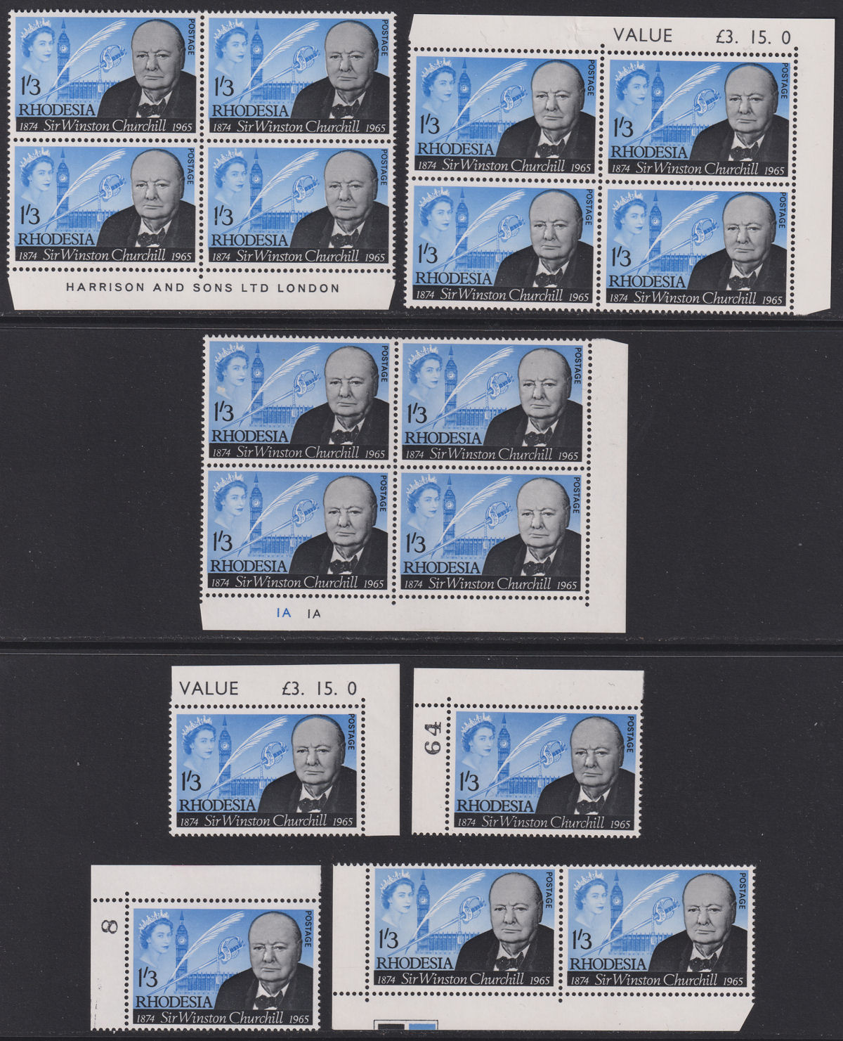 Rhodesia 1965 QEII Churchill Commemoration 1sh3d Selection UM Mint SG357 MNH