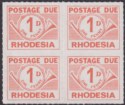 Click for more photos and details Rhodesia 1965 QEII Postage Due 1d Roulette 9 Block of 4 UM Mint SG D8a cat £24