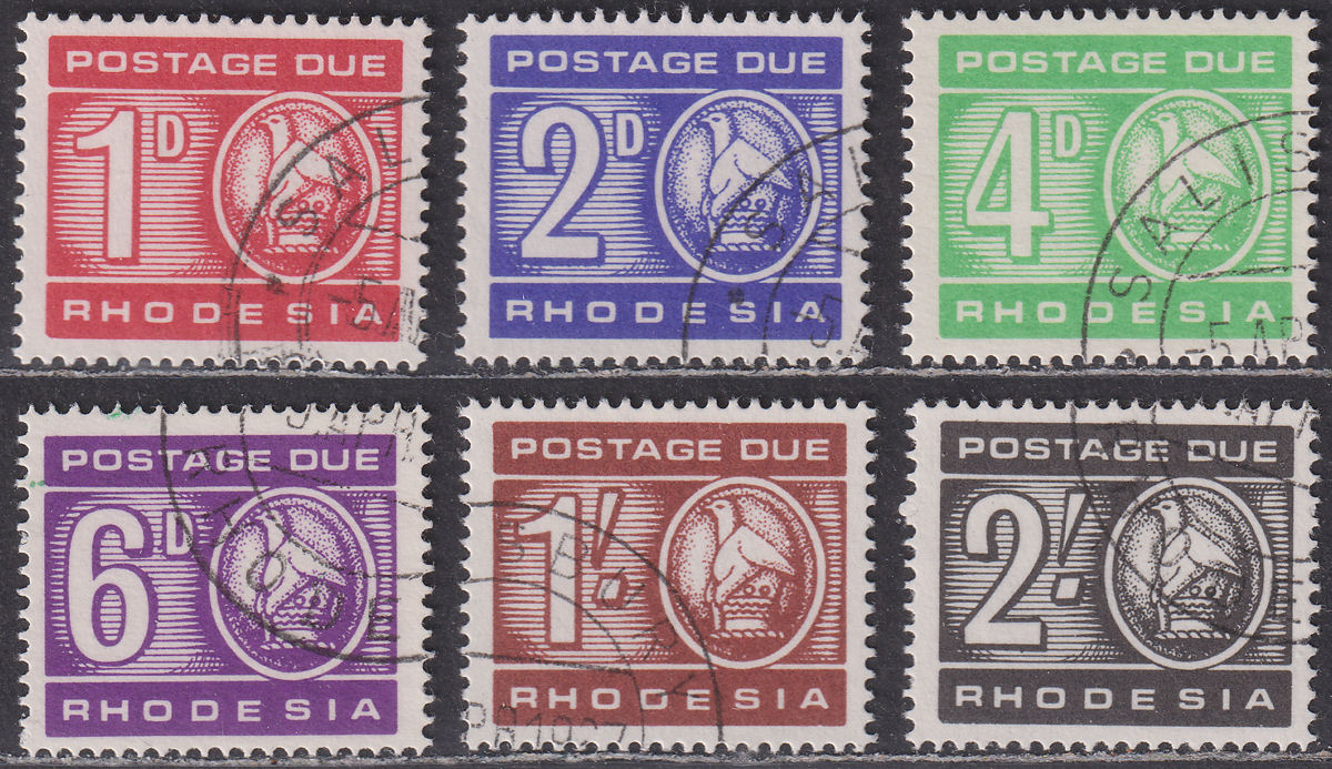 Rhodesia 1966 QEII Postage Due Set CTO Used SG D12-D17 cat £24