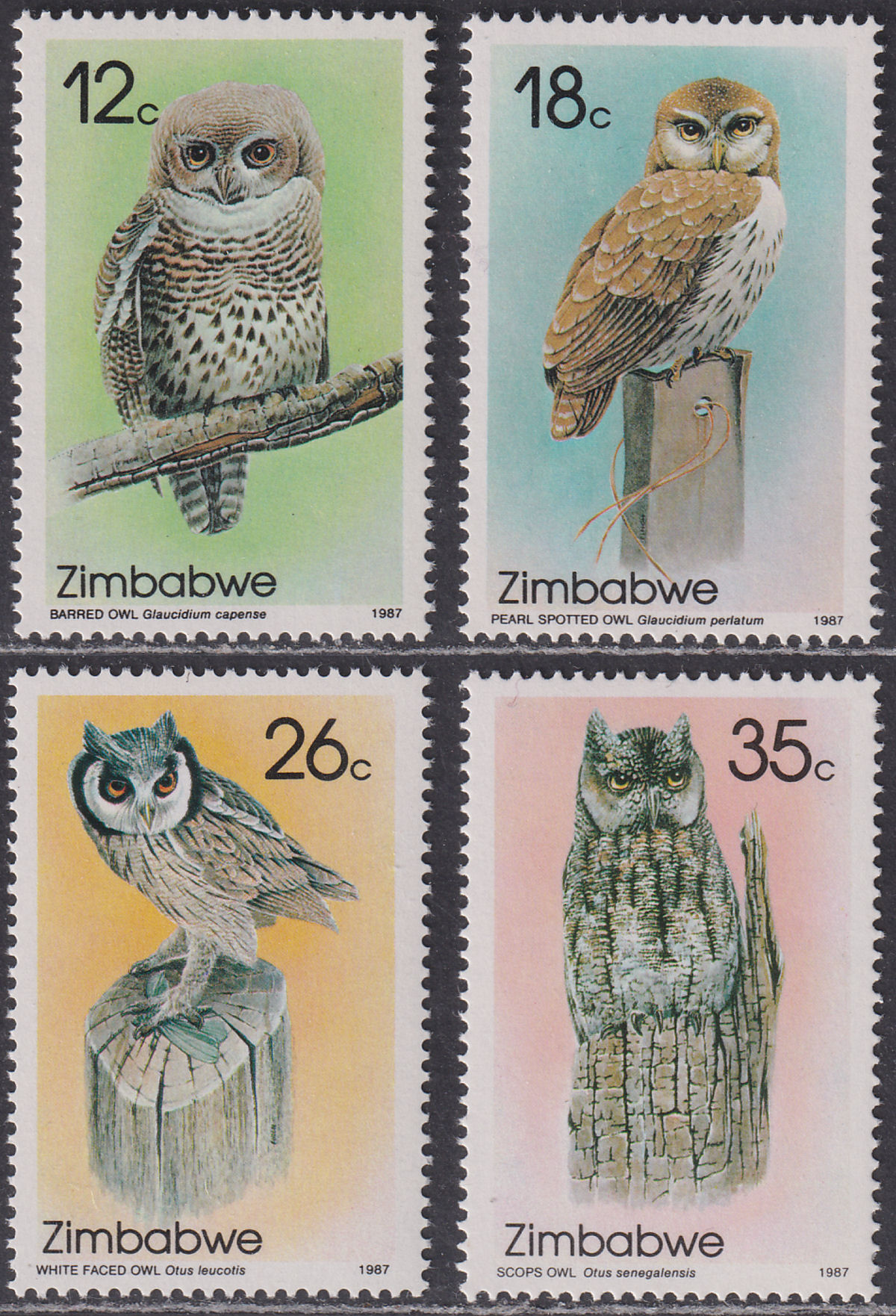 Zimbabwe 1987 Owls (1st Series) Set UM Mint SG710-713 MNH