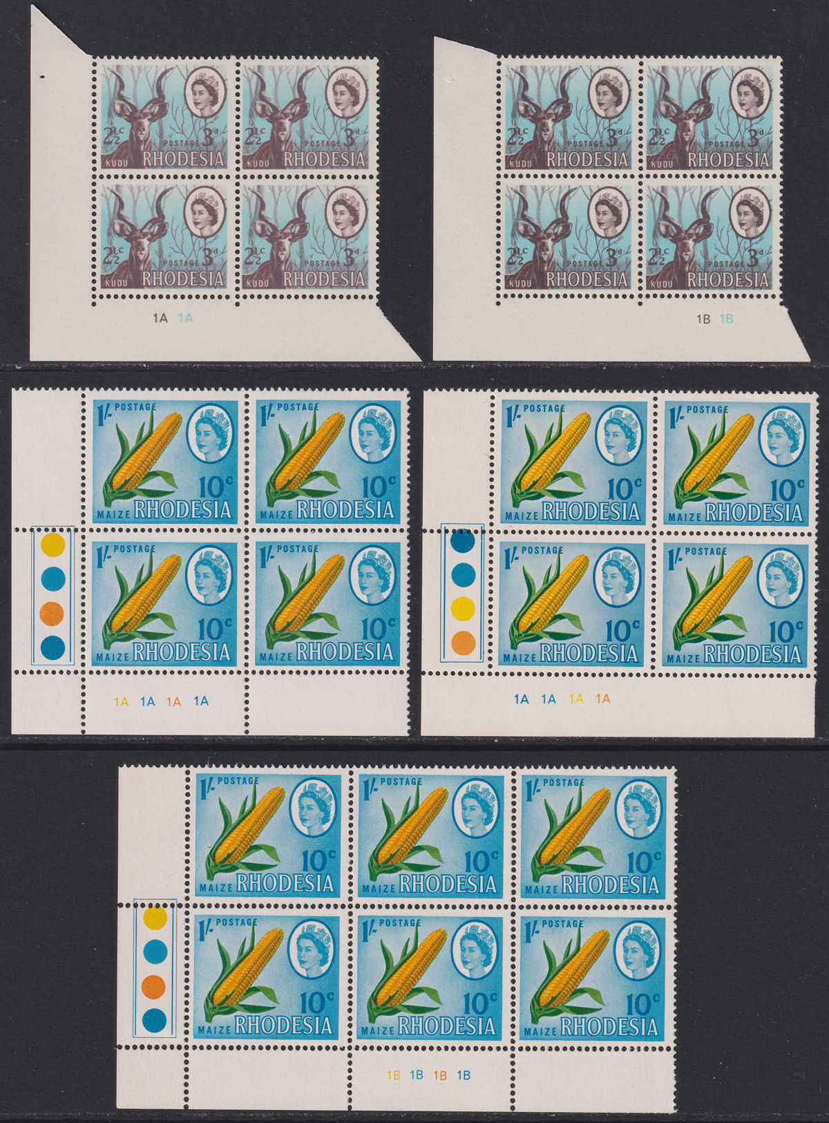 Rhodesia 1967-68 Dual Currency Plate No Block Set UM Mint SG408-412 cat £160 MNH