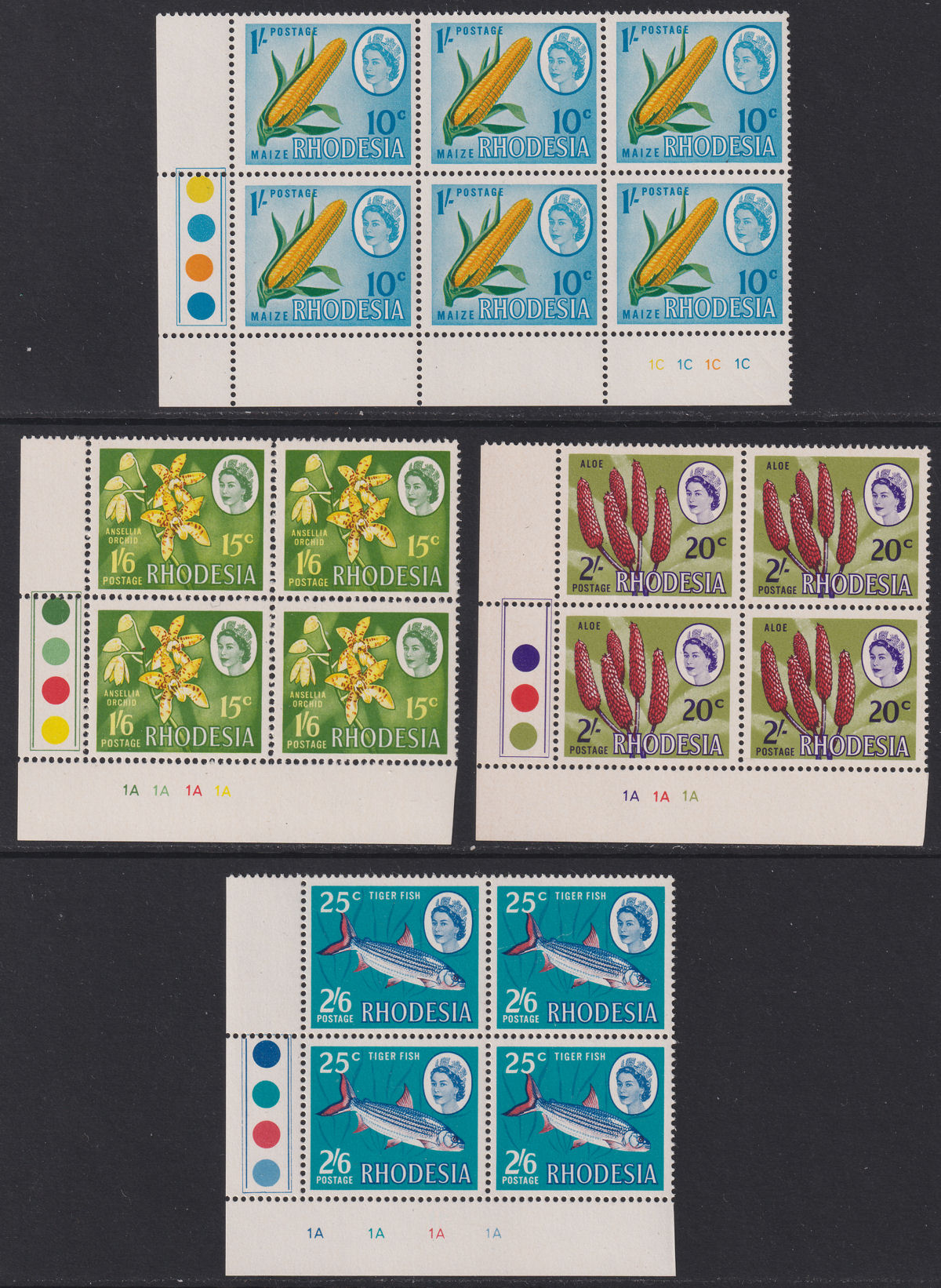 Rhodesia 1967-68 Dual Currency Plate No Block Set UM Mint SG408-412 cat £160 MNH