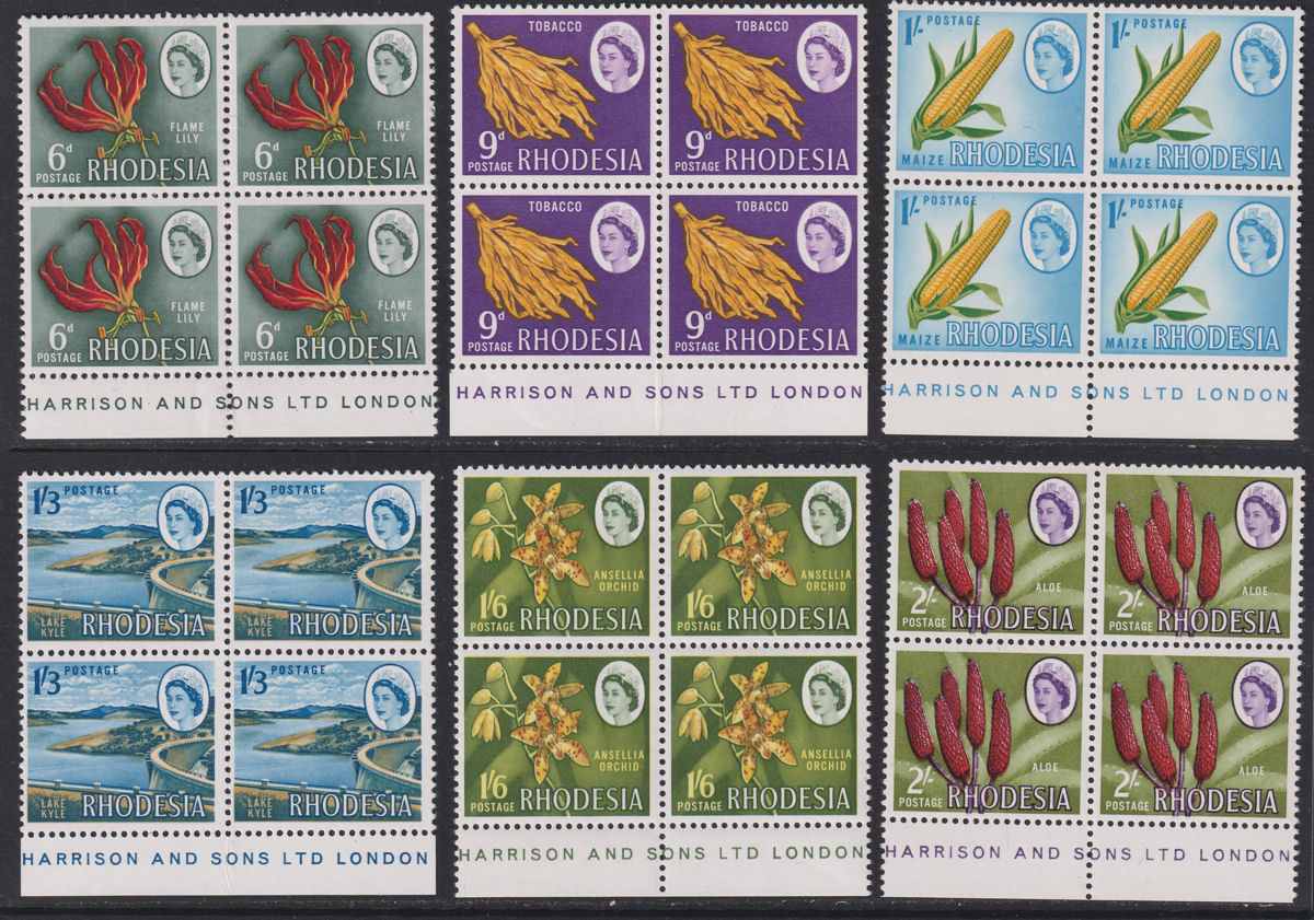 Rhodesia 1966 Harrison Definitive Block Set UM Mint SG374-387 cat £60 MNH
