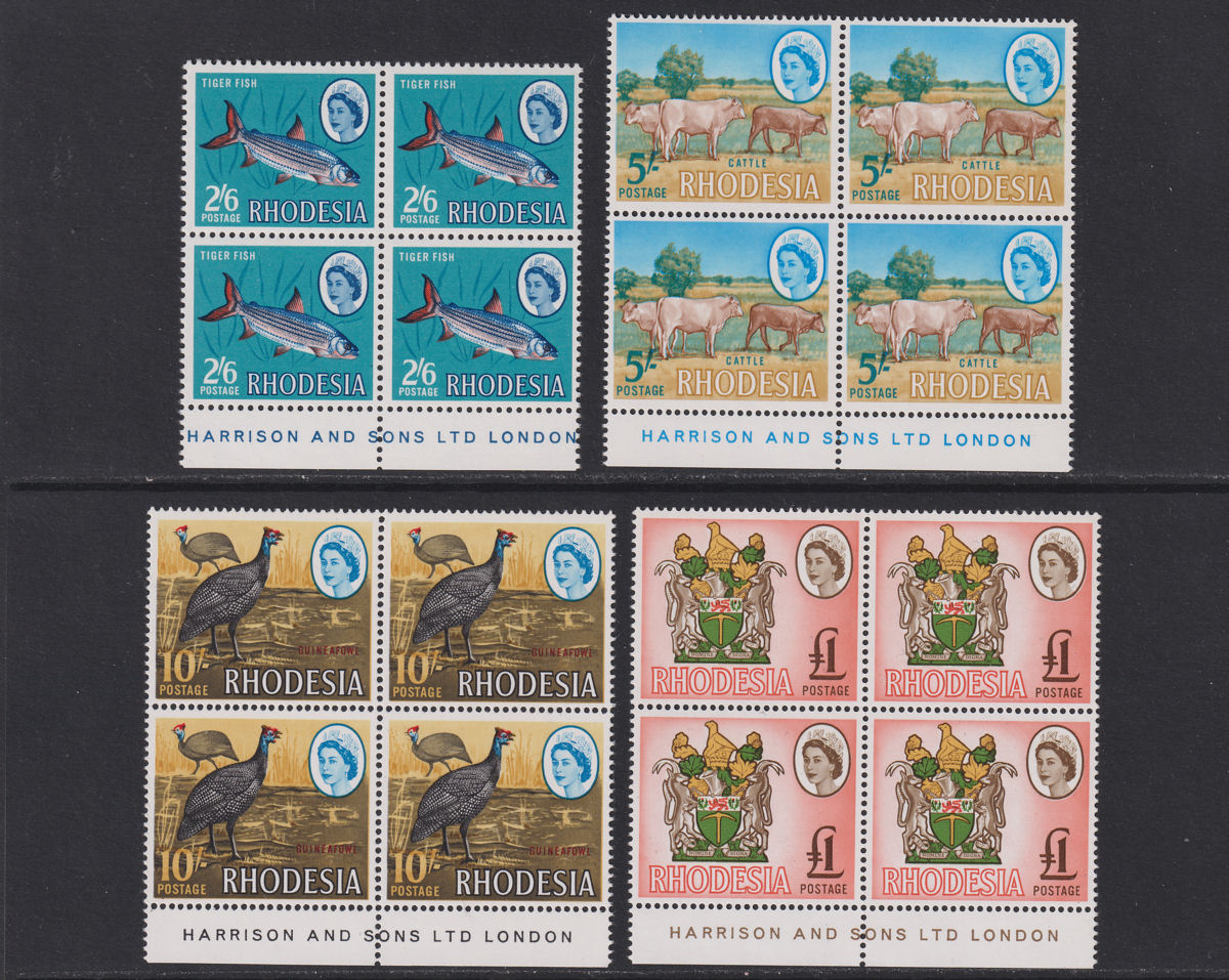 Rhodesia 1966 Harrison Definitive Block Set UM Mint SG374-387 cat £60 MNH