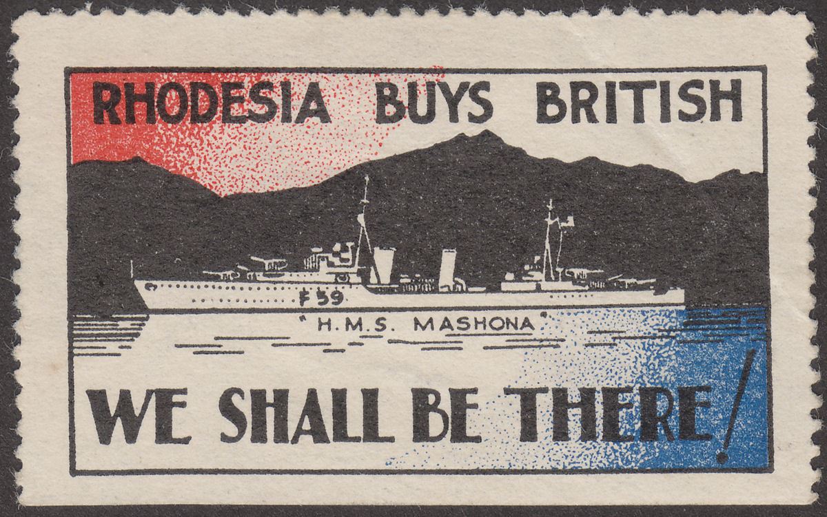 Rhodesia c1941 RHODESIA BUYS BRITISH Cinderella Stamp Label Mint HMS Mashona