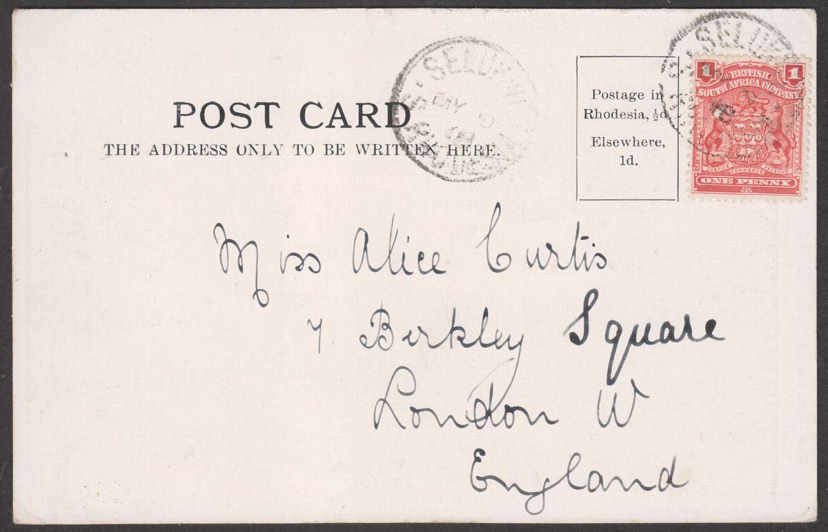 Rhodesia 1908 QV 1d Used on Picture Postcard to UK with SELUKWE Postmark