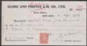 Click for more photos and details Rhodesia 1923 KGV Admiral 1d Fiscally Used on Globe and Phoenix Mine Receipt