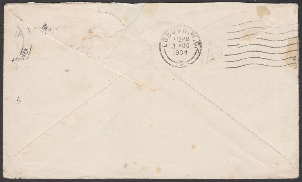 Southern Rhodesia 1934 KGV Field Marshal 6d, 1½d x2 Used on Airmail Cover to UK