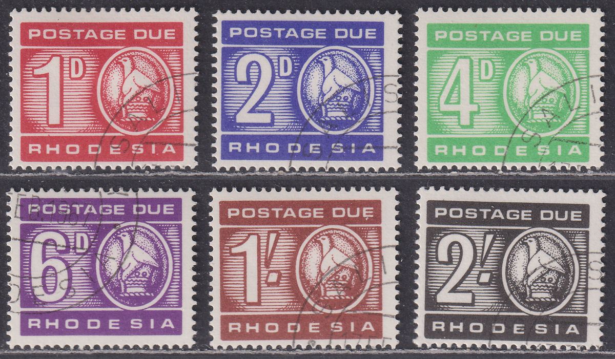 Rhodesia 1966 QEII Postage Due Set CTO Used SG D12-D17 cat £24