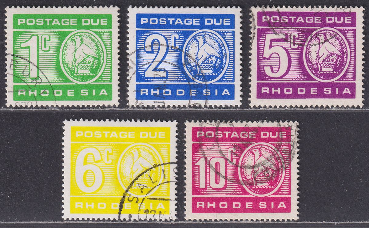 Rhodesia 1970 Decimal Currency Postage Due Set Used SG D18-D22 cat £35
