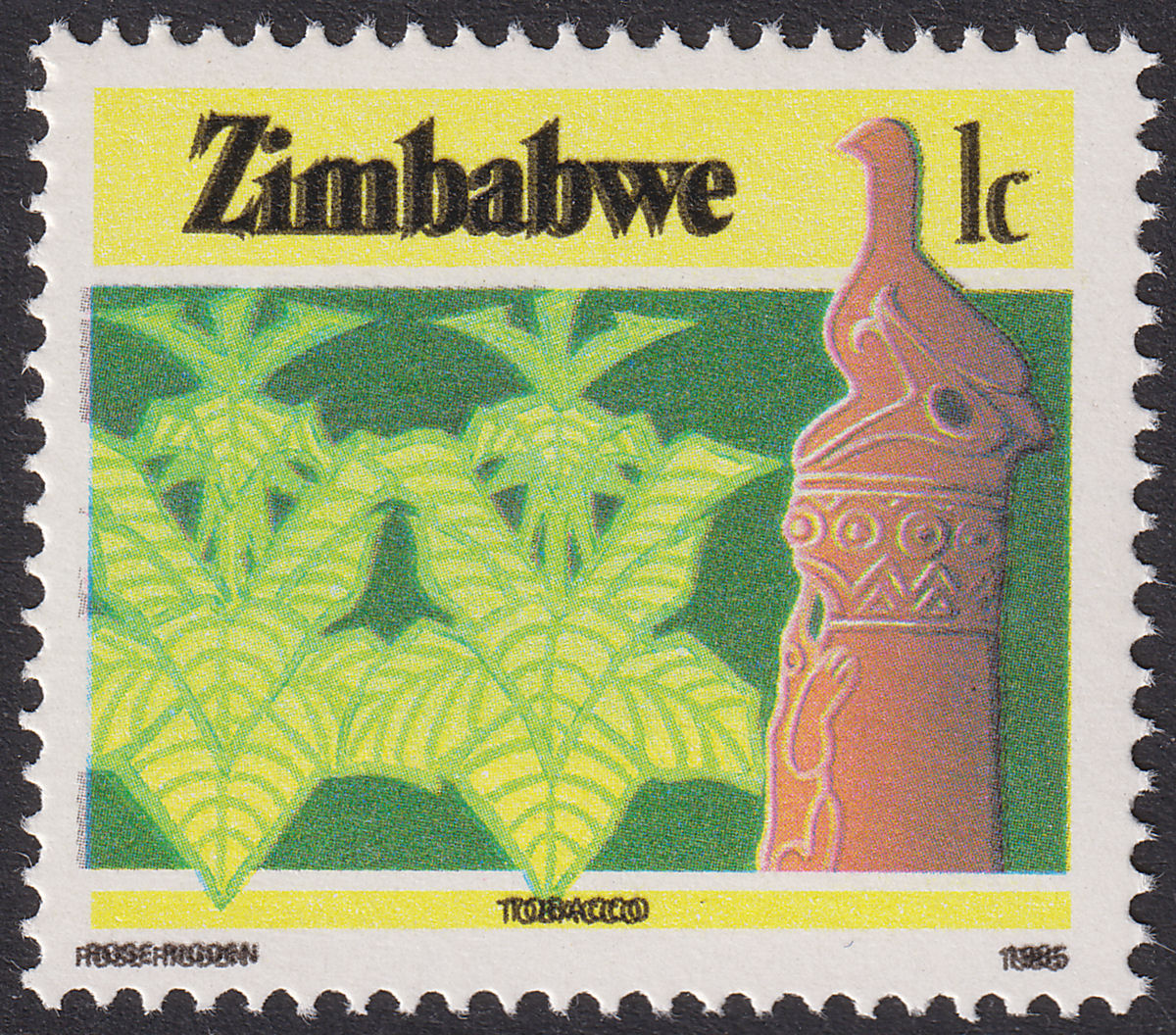 Zimbabwe 1985 Tobacco 1c with Black Printed Double Mint SG659var