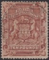 Click for more photos and details Rhodesia 1892 QV BSAC £10 Fiscally Used Cleaned Bogus Pmk SG13 c£700 as postal