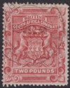 Click for more photos and details Rhodesia 1892 QV BSAC Arms £2 Rosy Red p14 Abercorn Postmark Used* SG11 cat £180
