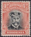 Click for more photos and details Rhodesia 1918 KGV Admiral 4d Sl Black + Dull Red Die IIIB Mint SG262 Plate 8 PL