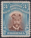 Click for more photos and details Rhodesia 1913 KGV Admiral 3sh Chestnut + Bright Blue Die II p14 Mint SG237 c£140