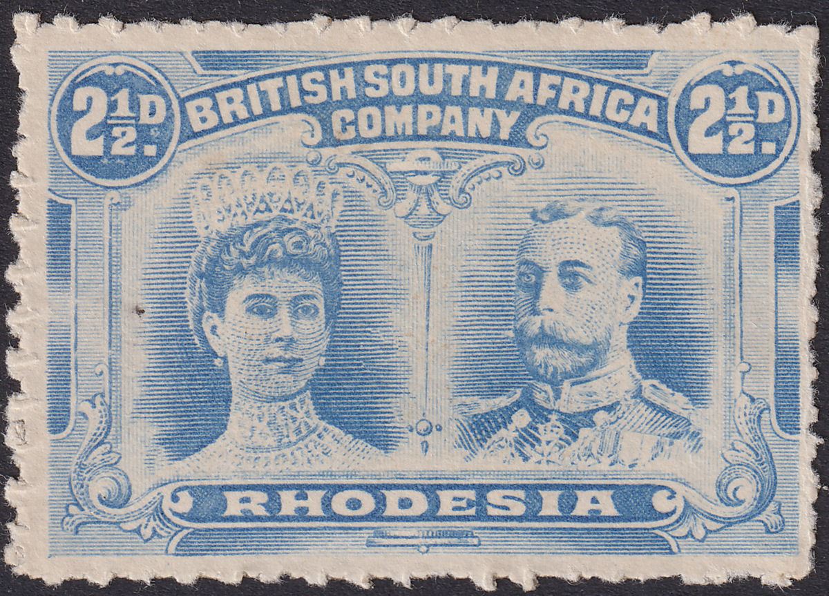 Rhodesia 1910 KGV Double Head 2½d Dull Blue Clandestine Roulette Unused SG132CR