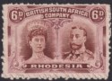 Rhodesia 1910 KGV Double Head 6d Brown + Mauve Clandestine Roulette Mint SG144CR