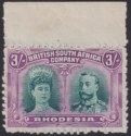 Rhodesia 1910 KGV Double Head 3sh Bright Clandestine Roulette Mint SG158CR