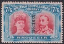 Rhodesia 1910 KGV SPECIMEN Double Head 7sh6d Carmine and Light Blue Mint SG161s